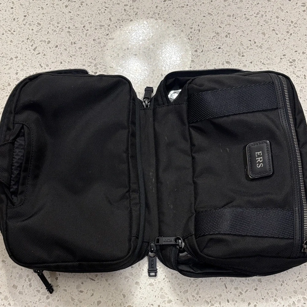 Tumi Black Men's Toiletry Bag with ERS Monogram